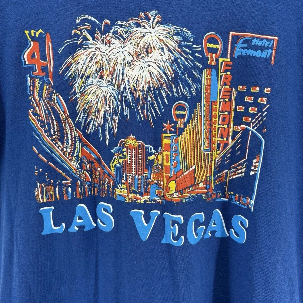 Vintage Fremont St Old Las Vegas Nevada XL Blue T-Shirt Sportswear Single Stitch